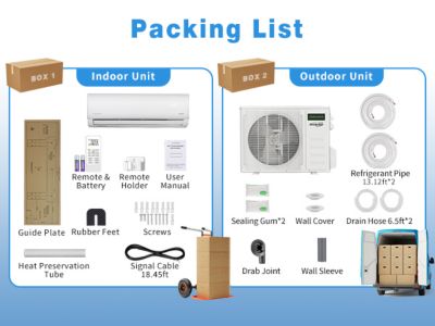18000BTU Mini Split Air Conditioner Ductless Inverter Heat Pump, 208-230V 17SEER2, Silver