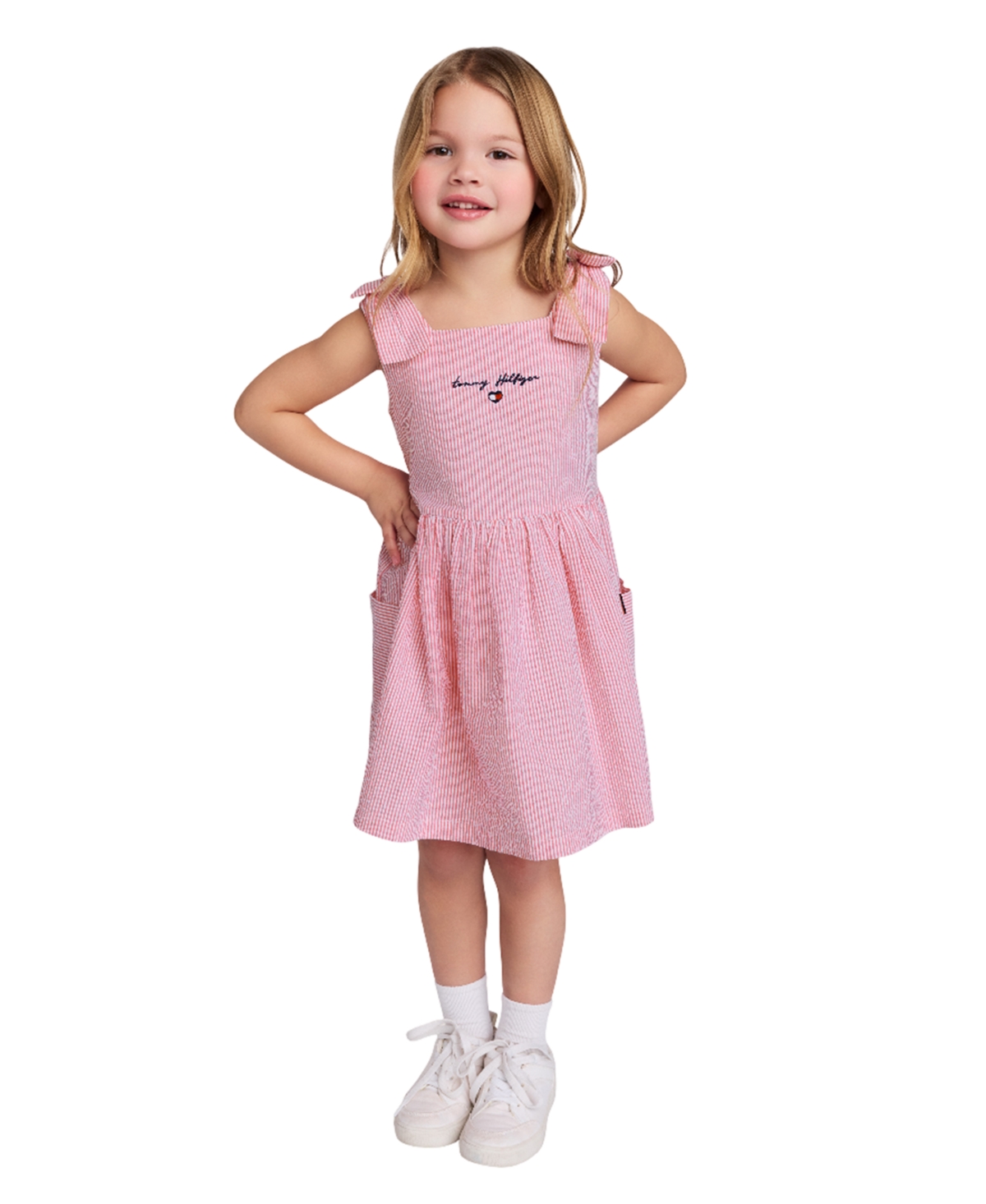 TOMMY HILFIGER TODDLER AND LITTLE GIRLS SEERSUCKER STRIPED ROMPER 