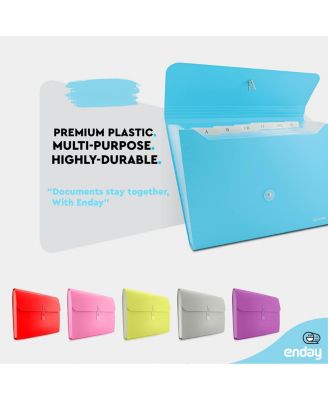 Accordion File Organizer Blue, 7 Pocket Expanding File and Cover Folder with Labels, Plastic Portable Desktop Letter A4 Paper, 1 Pc – by Enday