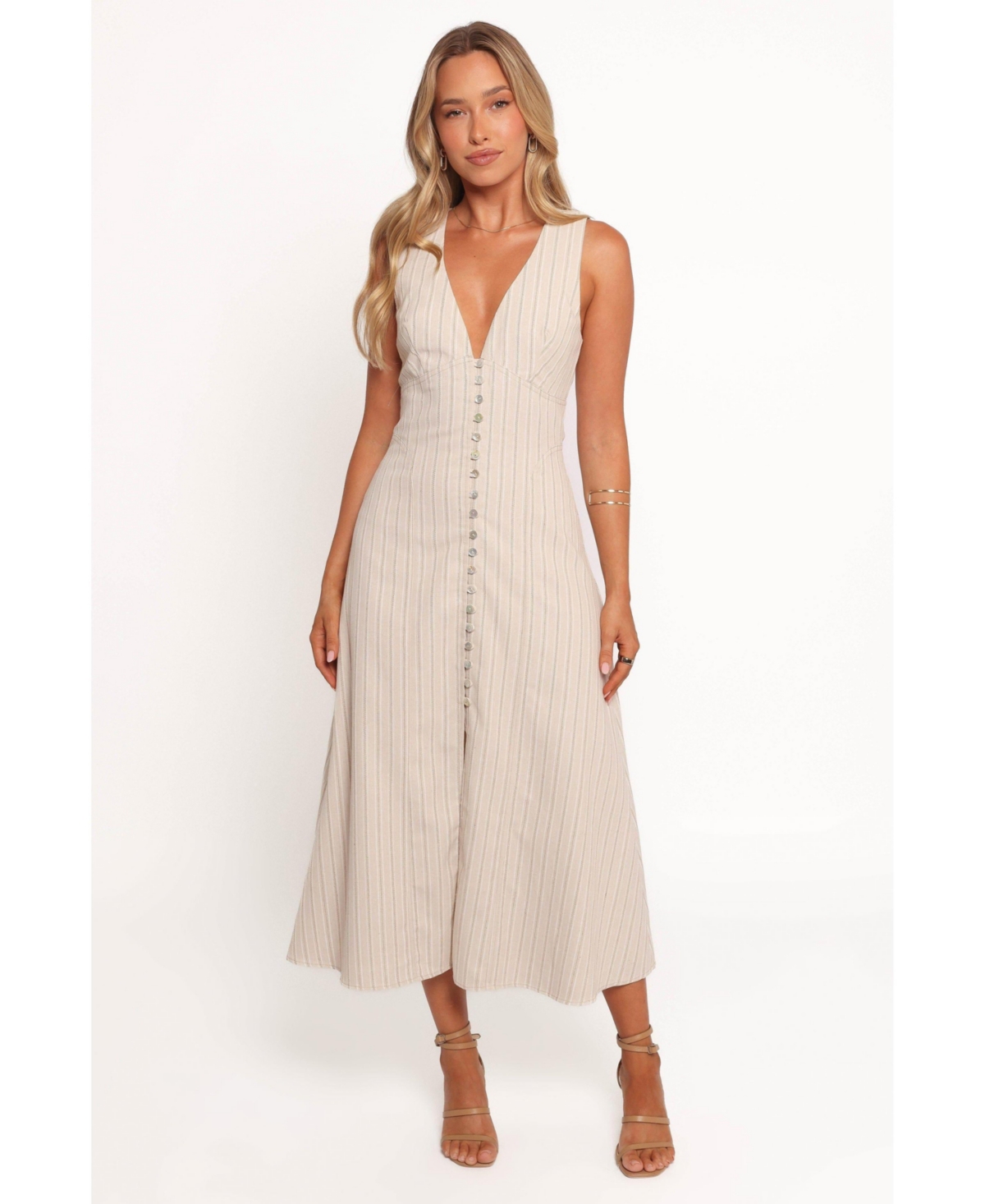 Women's Aisling Midi Dress - Beige gold