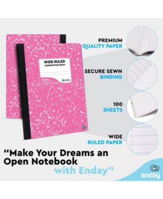 Composition Notebooks Wide Ruled Paper, Colored Marble Composition Notebook Covers, 100 Sheets (200 pages) Composition Books, Wide Ruled, Pink -Red -Grey -Green – by (Colored wide-ruled, 4 Pack)