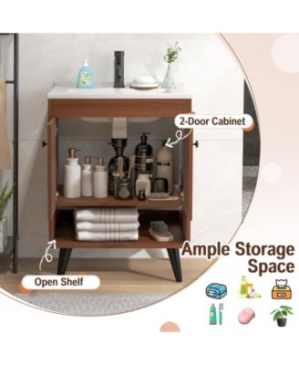 25 Inch Wooden Bathroom Storage Cabinet with Sink