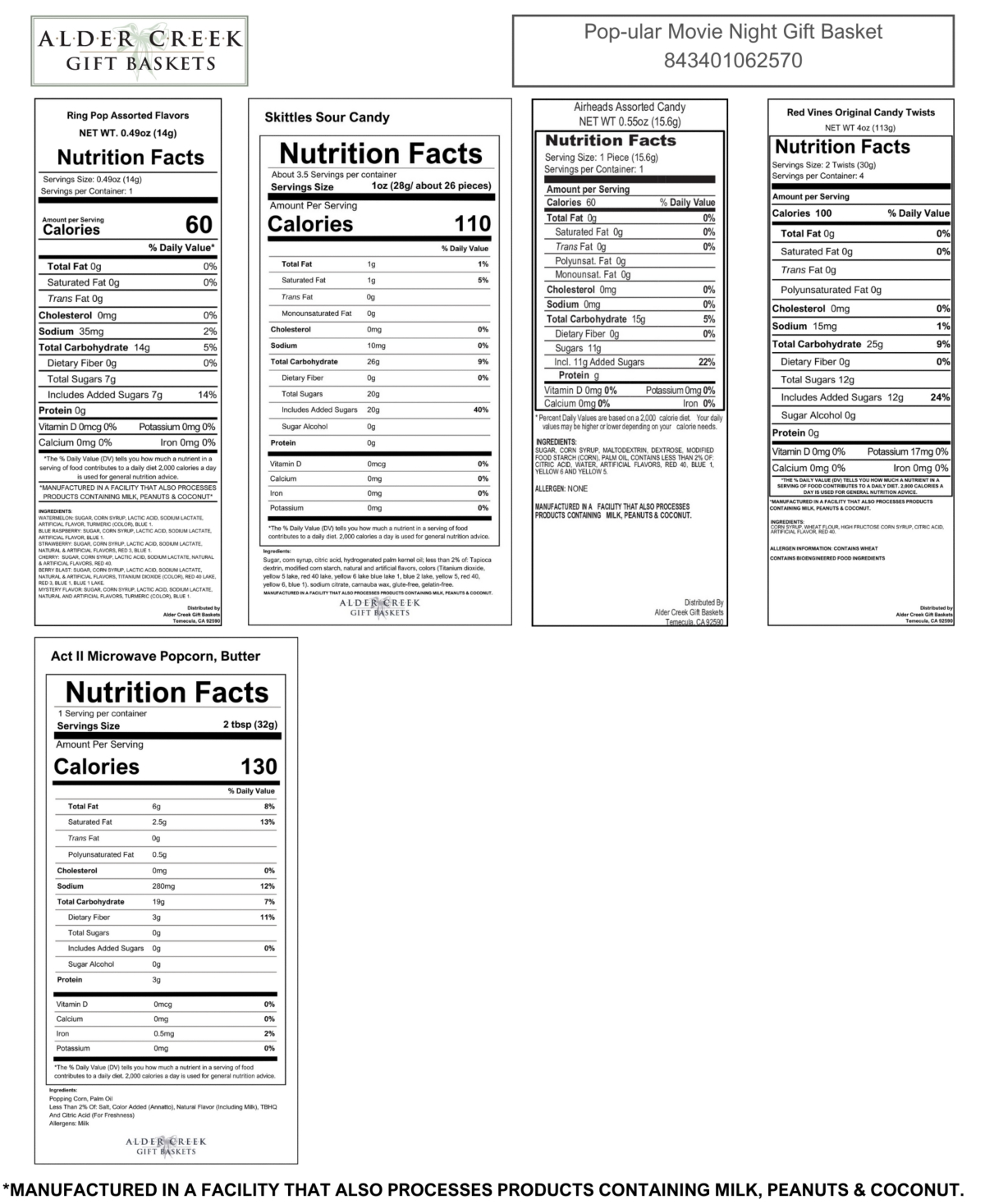 Alder Creek Gift Baskets Popular Movie Night Gift Basket, 11 Pieces