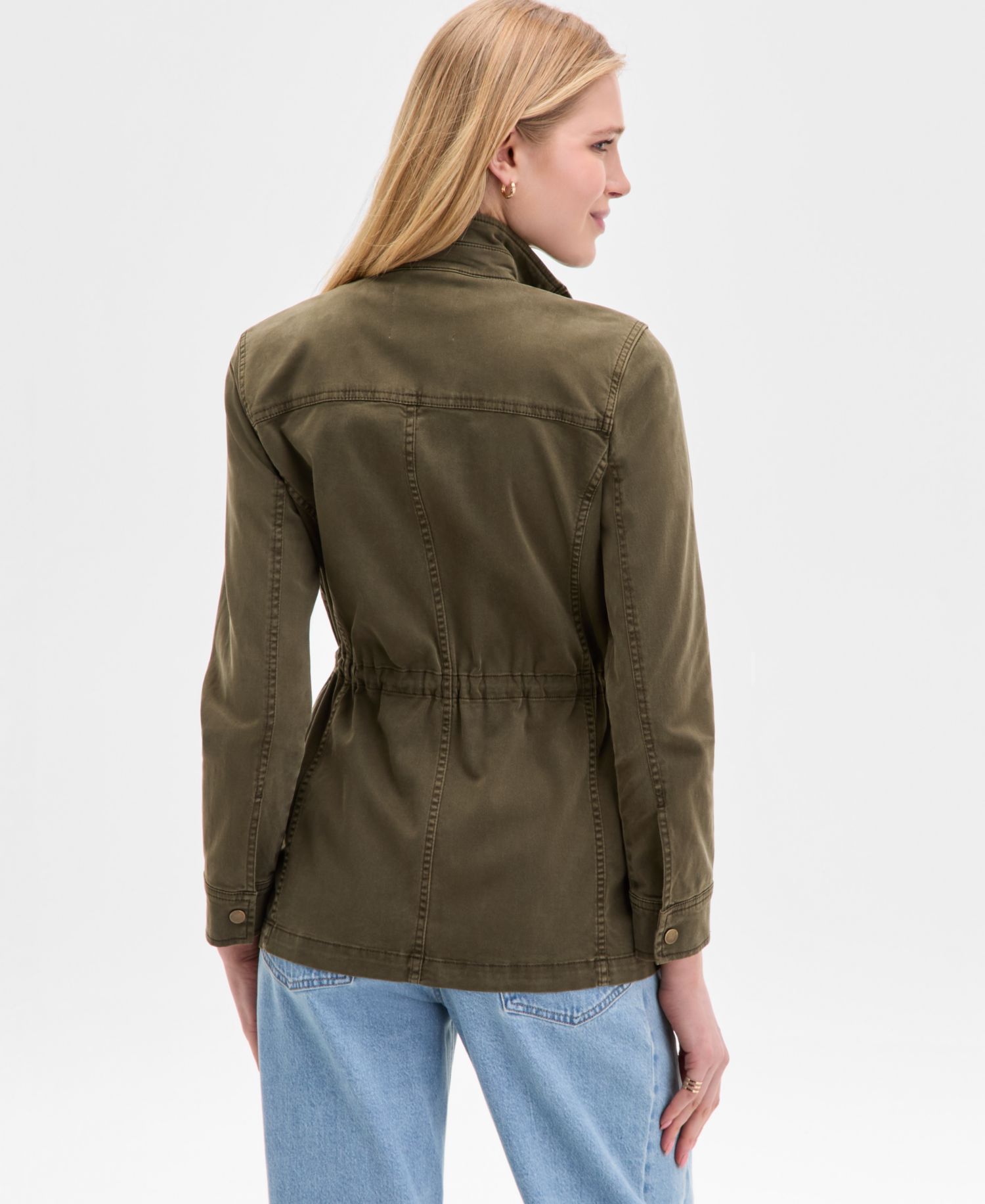 Women's Zipper and Button Cargo Jacket