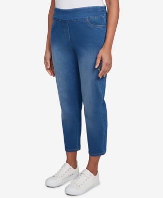 Petite El Paso Floral Vine Embroidered Denim Ankle Pants