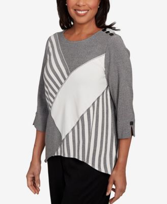 Petite Santa Barbara Diagonal Spliced Stripe Top