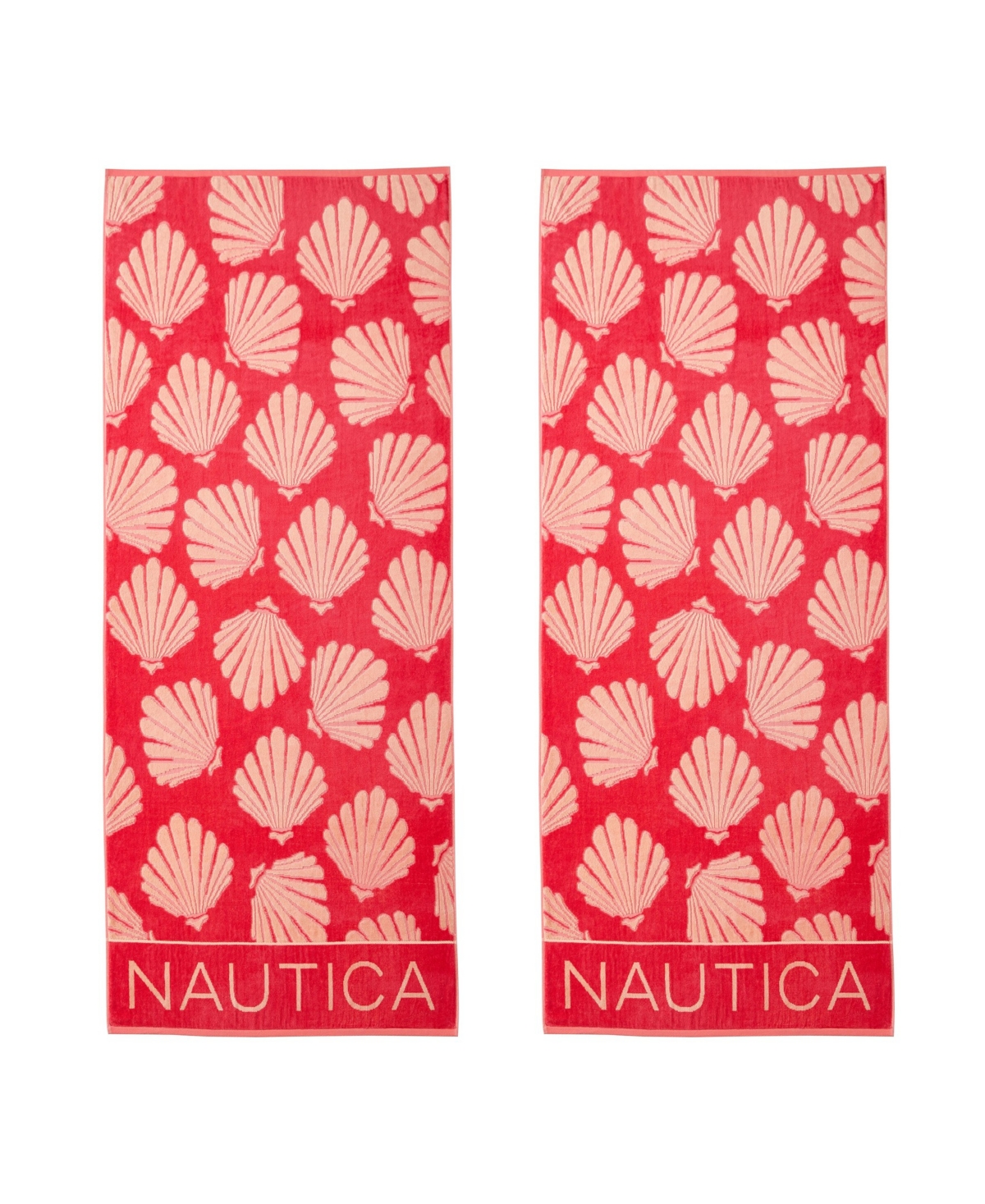 Nautica Seashell Seashore Jacquard Beach Towel Set, 68" X 36"