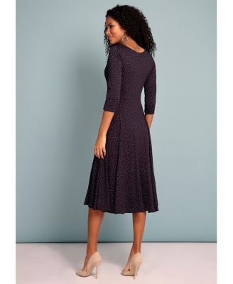 Women's Annie V-Neck 3/4 Sleeve Midi Dress
