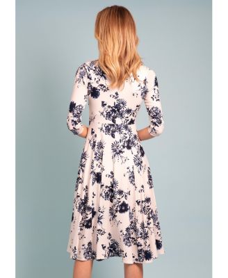 Women's Annie V-Neck 3/4 Sleeve Midi Dress