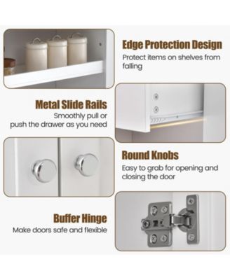 Rubberwood Top Kitchen Island with Storage