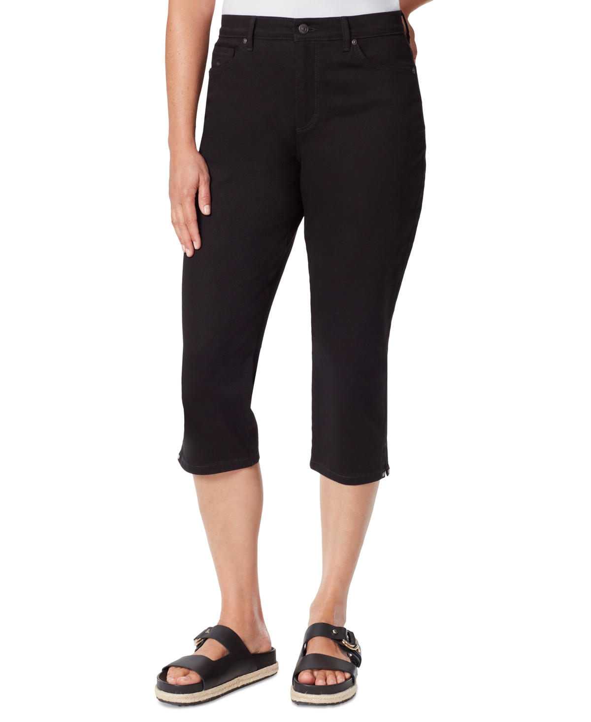 Women's Amanda Slit-Hem High-Rise Capris Jeans - Black