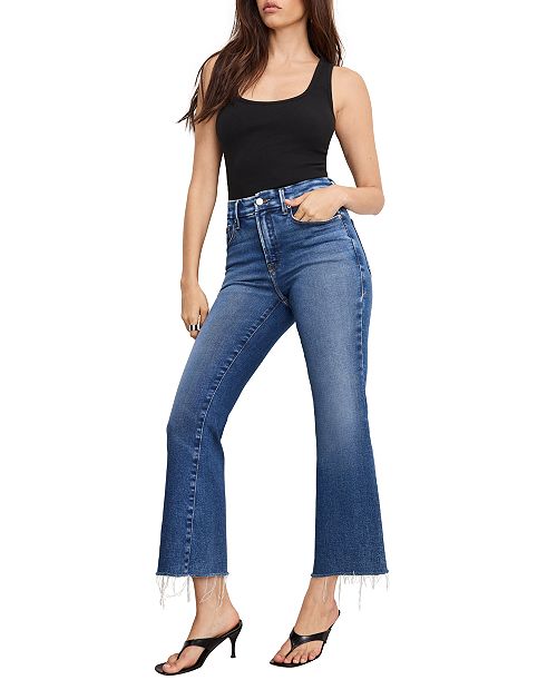 alfani Good American Women's Soft Tech Good Legs Cropped Jeans Women's Fashion Shoes & Accessories