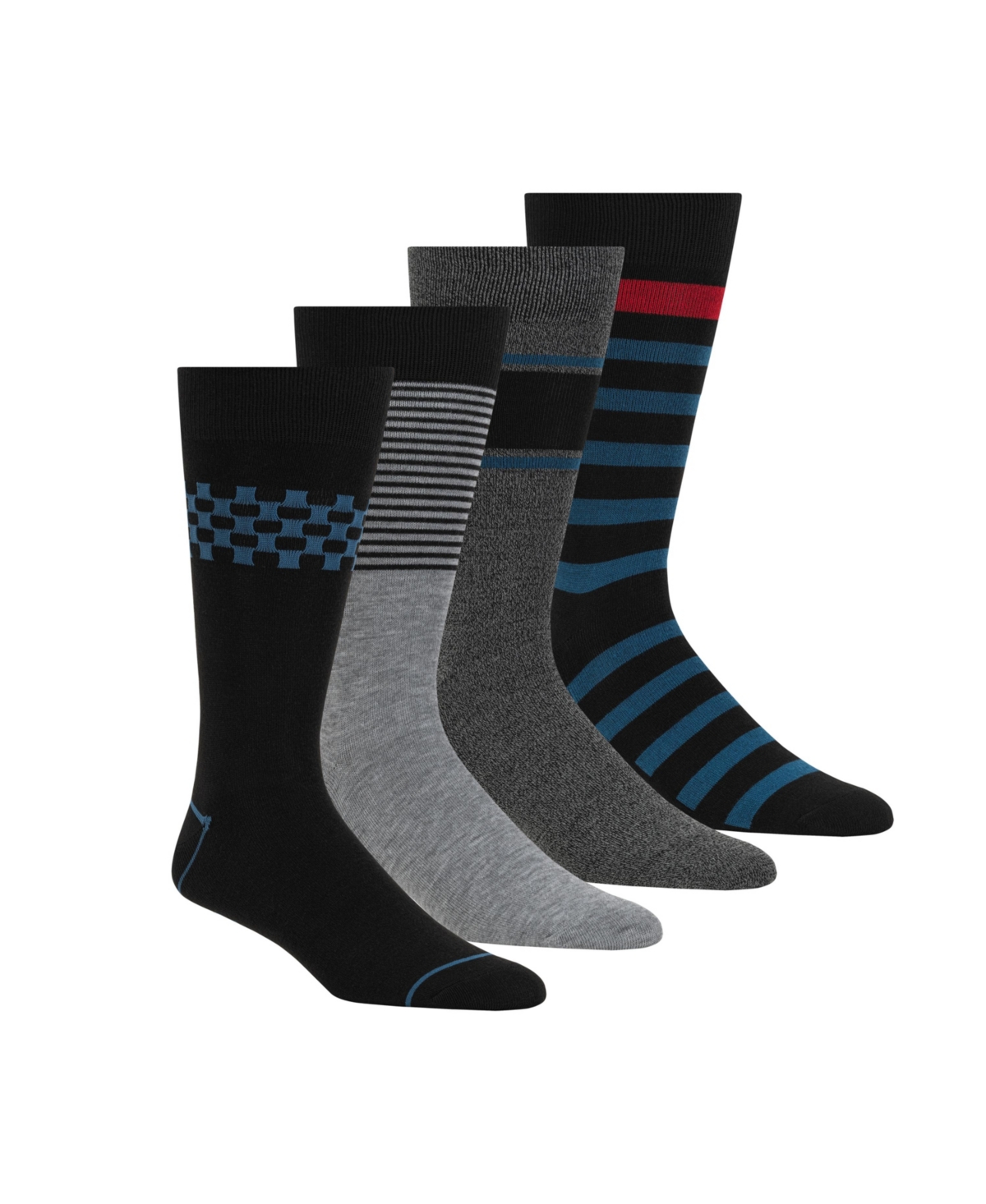 Men's 4-Pack Patterned Dress Socks - Black