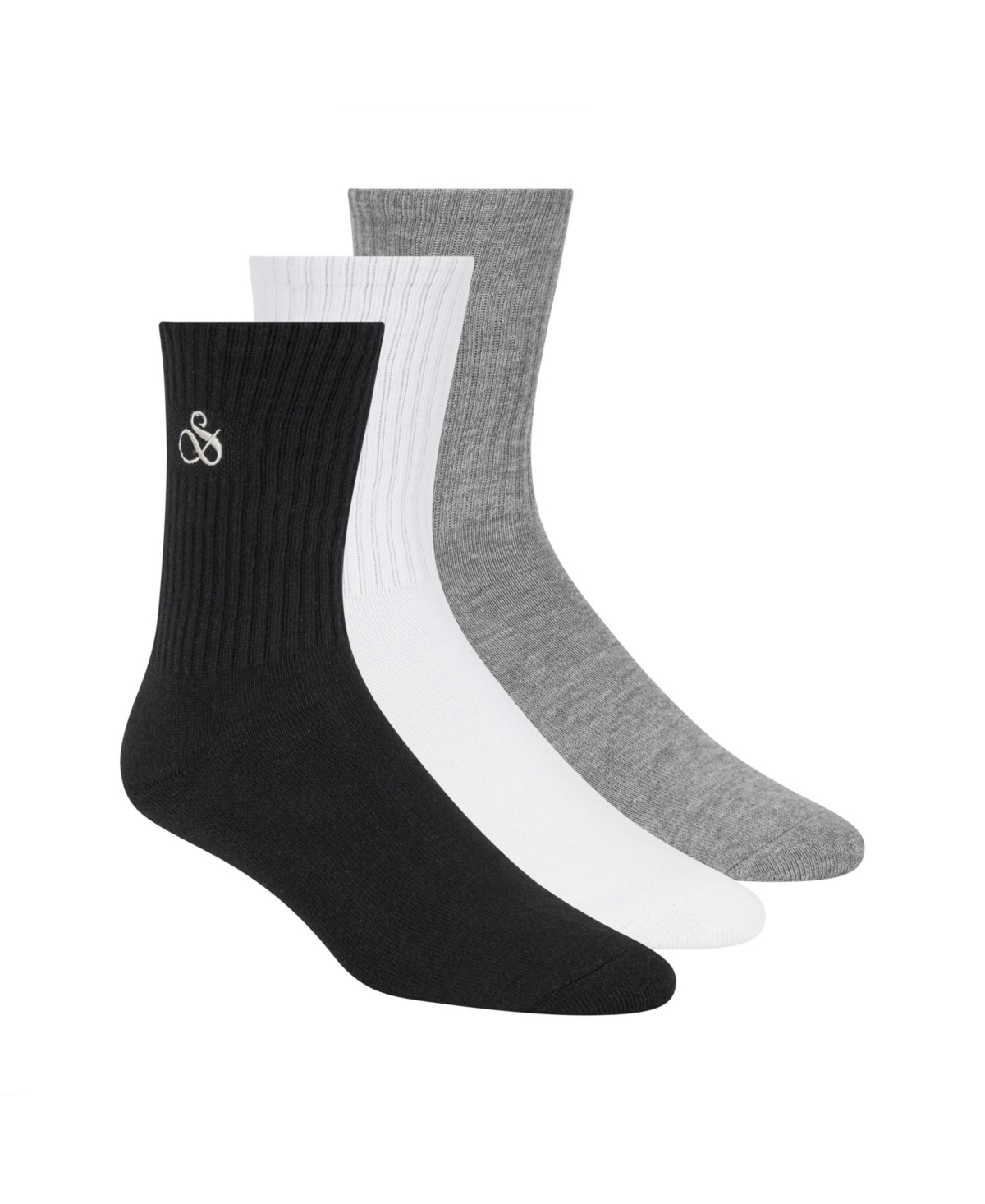 Men's 3-Pack Ribbed Cushion Crew Socks - Black