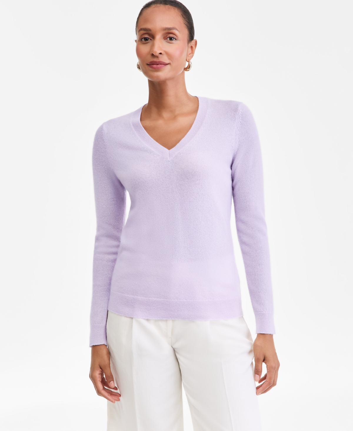 100% Cashmere Women's V-Neck Long-Sleeve Sweater, Macy's Exclusive - Crantini
