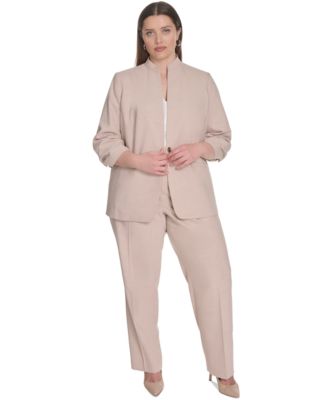 Plus Size Novelty 3/4-Sleeve One-Button Jacket