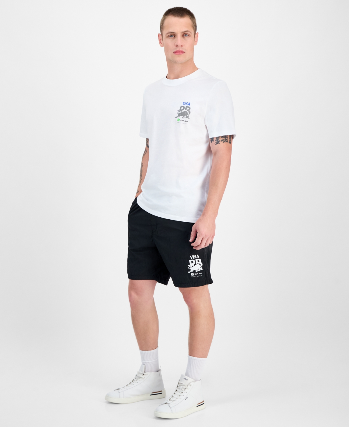 Hugo Boss Men's Core Fanwear Relaxed Fit Short Sleeve Crewneck Graphic T-shirt In White