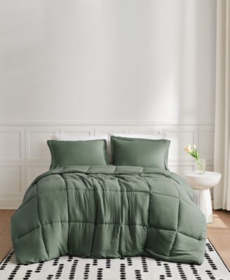 Garment Wash Solid 3-Pc. Comforter Set, Full/Queen