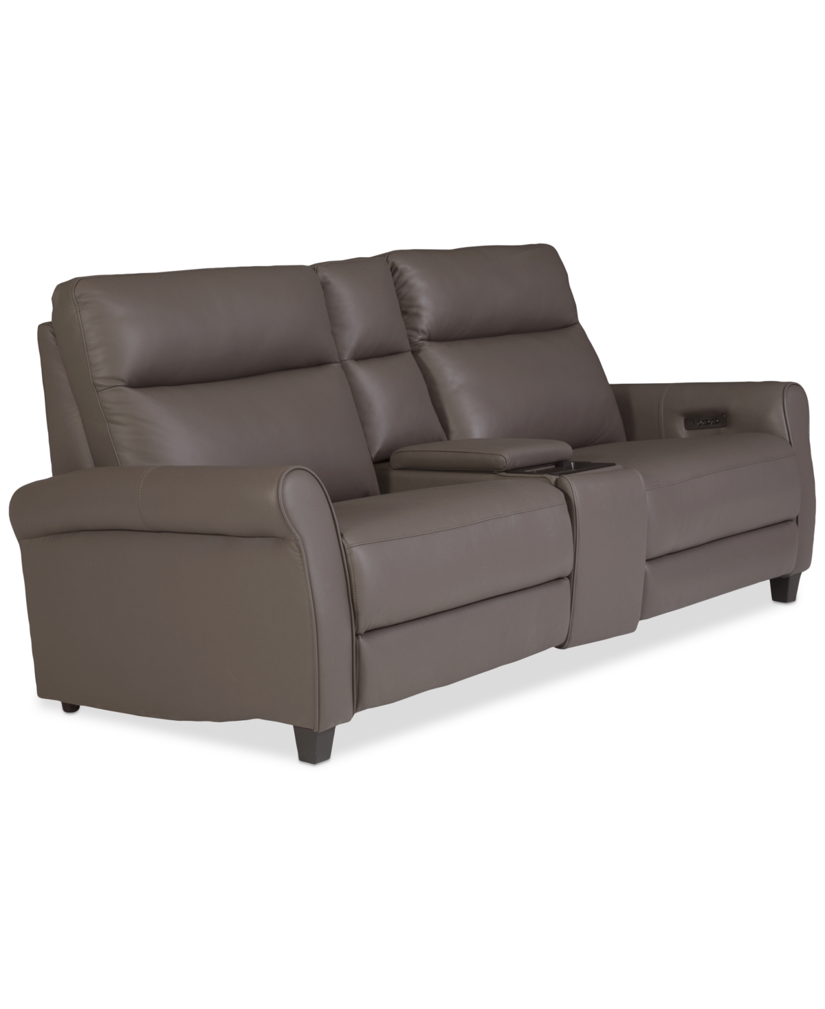 Macy's Thandler 3-pc. Leather Sofa With 2 Power Recliners And 1 Storage Console, Exclusively At