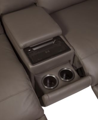 Thandler 3-Pc. Leather Chaise Sectional with 1 Storage Console