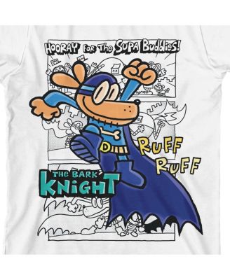 Boys Hand-Drawn Bark Knight & Logo Youth White Crew Neck Short Sleeve T-shirt-XL