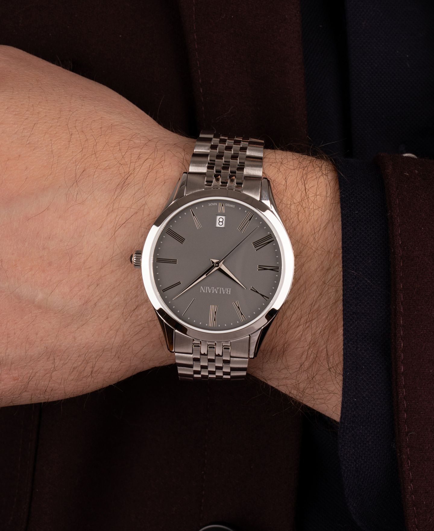 Мужские часы Balmain Swiss Classic R Stainless Steel Bracelet Watch 41mm — фото 6