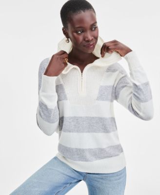 Charter Club - Women's 100% Cashmere Rugby Stripe Sweater, Exclusively at Macy's