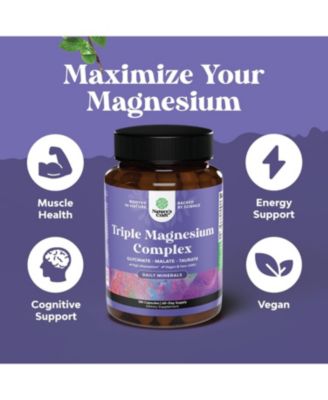 Triple Magnesium Complex | High Absorption Magnesium Taurate & Glycinate Malate Magnesium Blend for Overall Health | 180ct