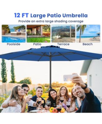 12 Feet Patio Umbrella with Crank Handle and 8 Sturdy Ribs