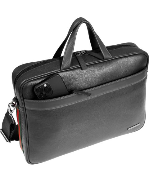 Мужская сумка Boarding Pass The Hey Handsome 18in Pebble Grain Genuine Leather Briefcase, цвет: Чёрный