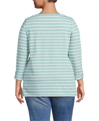 Women's Plus Size Supima Cotton Adjustable 3/4 Sleeve Boatneck Tunic