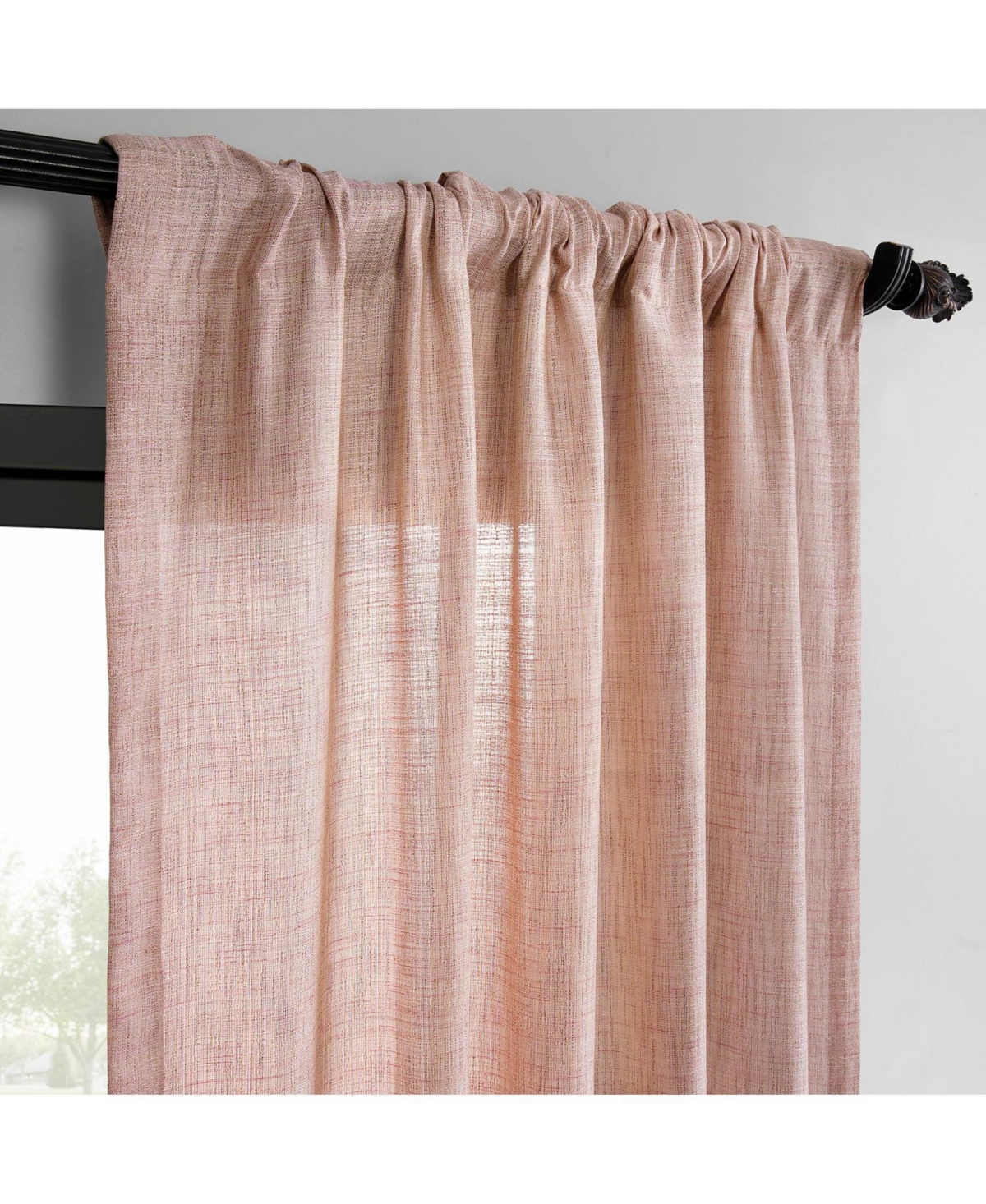 Half Price Drapes Pink Raw Weave Linen Curtains (2 Panels) Rod Pocket Window Curtains And Drapes, 50w X 108l