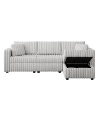 106" Light Gray Sofa with Ottoman Lift - Modern Modular Design