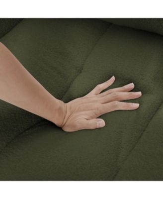  1 Pc   Teddy Fabric  Lounge Chair, Upholstered, Includes Pillow, Curved Backrest, Solid Wood Frame Modern sofa chair