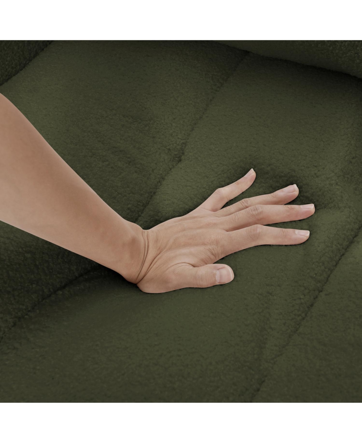 Streamdale Modern Lounge Chair - Teddy Fabric Sofa with Pillow - Army Green