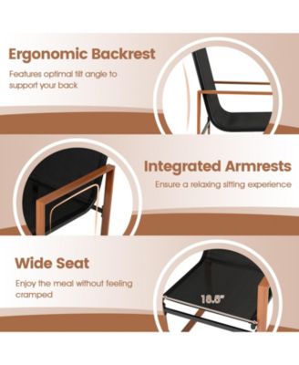 Outdoor Dining Chairs with Breathable Seat and Backrest Set of 2