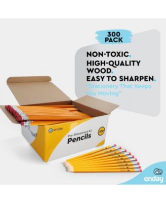 #2 Pencils Bulk - 300 Pack, Pre-Sharpened Wood-Cased Yellow Pencils for Office and Classroom Supplies