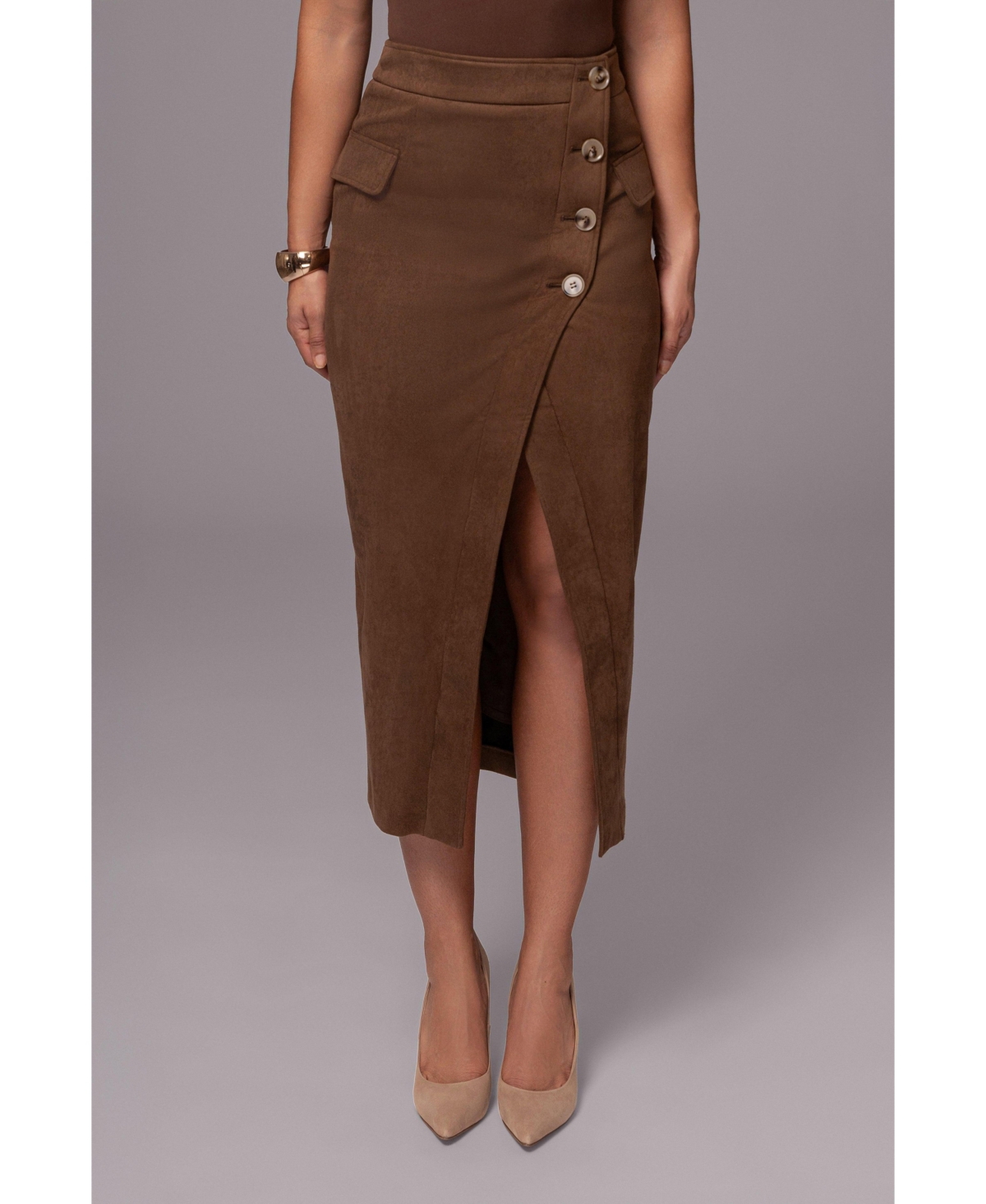 Women's Audrey Suede Midi Skirt - Chocolate