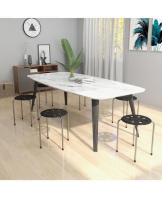 17.5 Inch Set of 6 Portable Plastic Stack Stools with Metal Frame