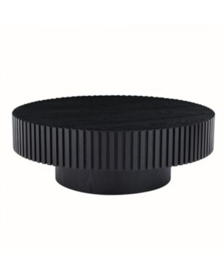 31.49" Nesting Round Wood Coffee table for Apartment, Modern Living Room Coffee Table with Sturdy Pedestal