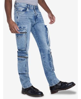 Men's All Over Zipper Cargo Pocket Straight Fit Fashion Jeans