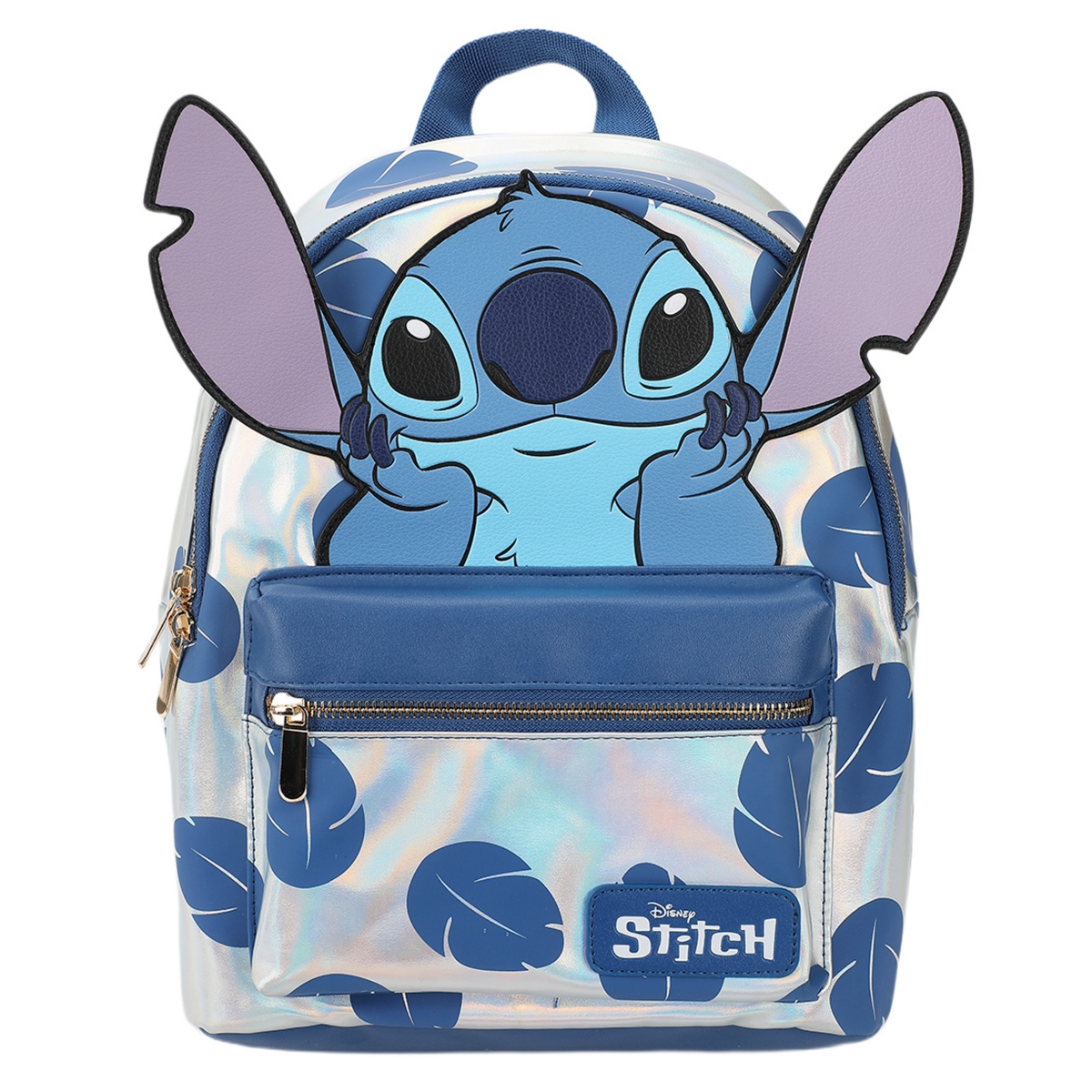 Stitch Blue Leaves 12.6&#x201D; White Mini Backpack - Disney stitch blue leaves