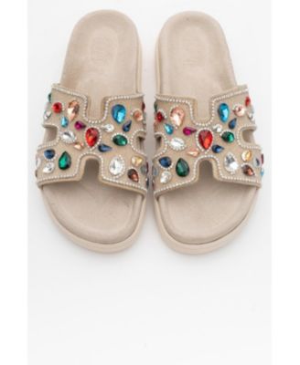 Denilla Leather Embellished Slide Sandal (Women)