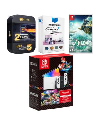 Switch OLED Console Mario Kart 8 Deluxe Bundle with The Legend of Zelda: Tears of the Kingdom, MightySkins Console and Controller Skin Vouche