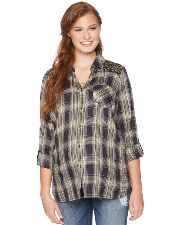 Wendy Bellissimo Maternity Sequined Plaid Shirt & Reviews - Maternity ...