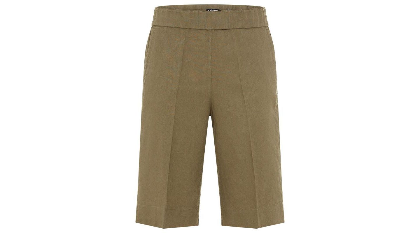 Женские шорты Olsen Mona Fit Viscose Linen Short, цвет: Оливковый — фото 3