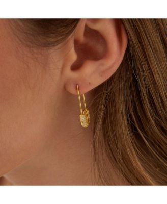 Pave Safety Pin Earring Jewelled Sterling Silver