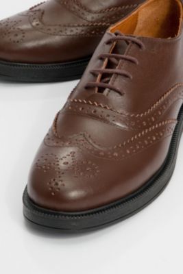 Women's Lace-Up Leather Oxford with Block Heel