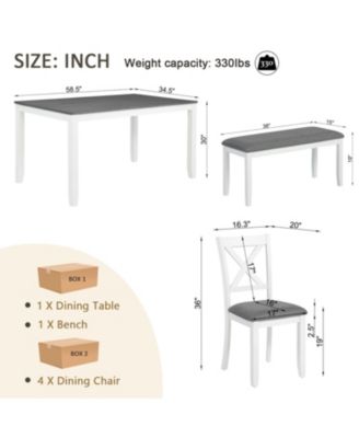 6-Piece Grey & White Dining Set with Bench