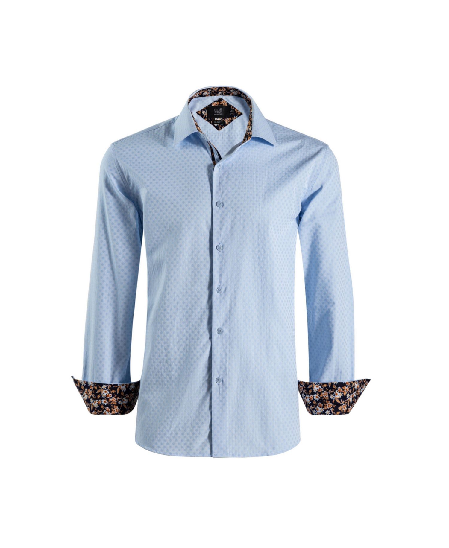 Big Boys Blue Slim Fit Jacquard Dot Shirt